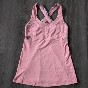 Lululemon Stuff Your Bra Pink/Floral Tank Top Sz 6